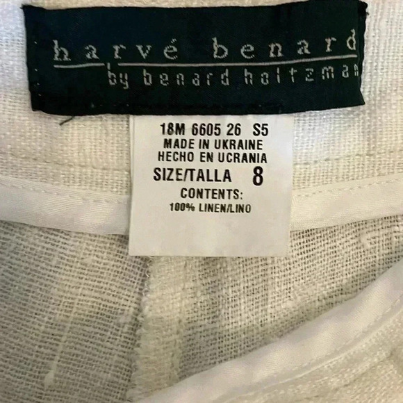 Harve Benard linen cropped wide leg pants ivory size 8 vintage so fits size 6 - Picture 4 of 5